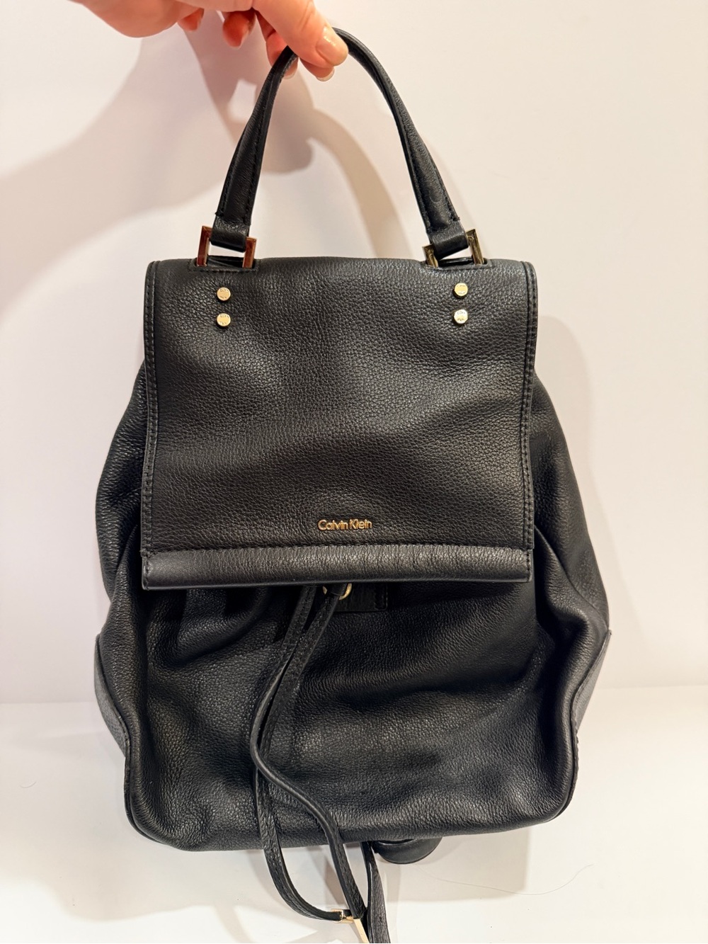 Calvin Klein Black Pebbled Leather Backpack